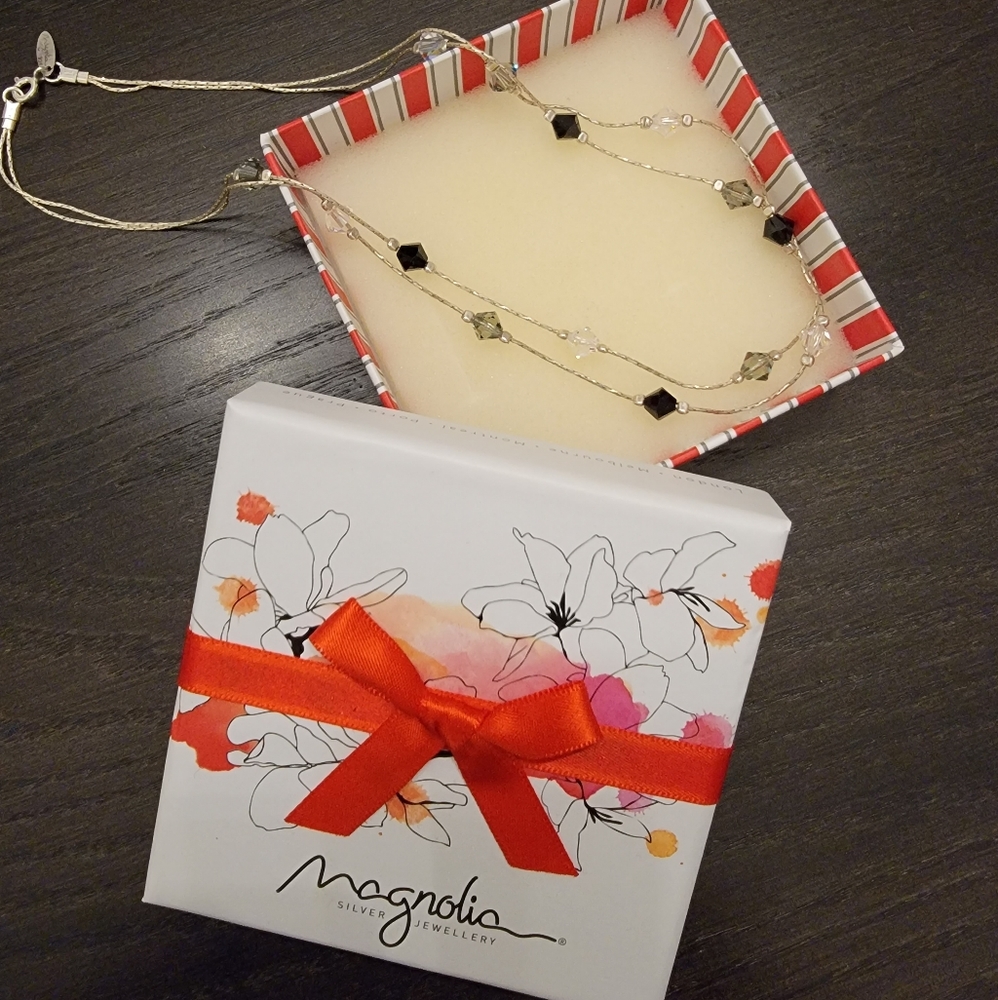 Real Silver Magnolia Necklace